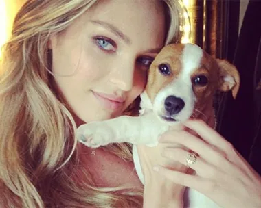 Candice Swanepoel with her dog Milo.