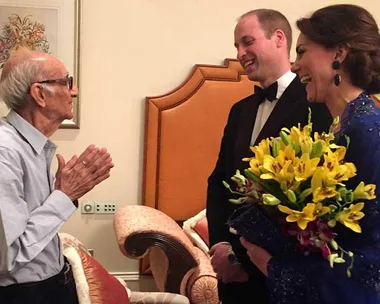 93-year-old Mumbai restaurant owner Boman Kohinoor meets royals Prince William and Kate Middleton following an extensive social media hashtag campaign