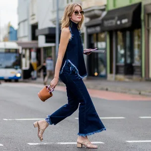 street style cropped denim flares