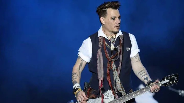 Actor/Musician Johnny Depp of Hollywood Vampires performs onstage at Hessentags-Arena during the 56th Hessentag on May 29, 2016 in Herborn, Germany.