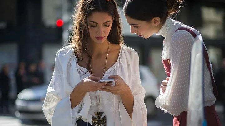 Two women at Milan Fashion Week