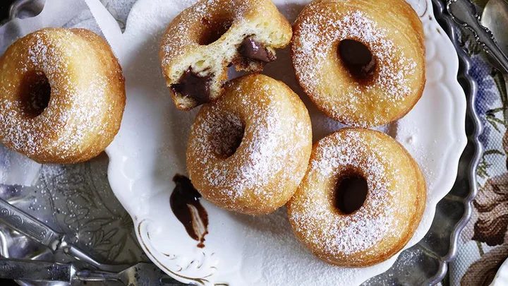 Chocolate-filled cronuts.