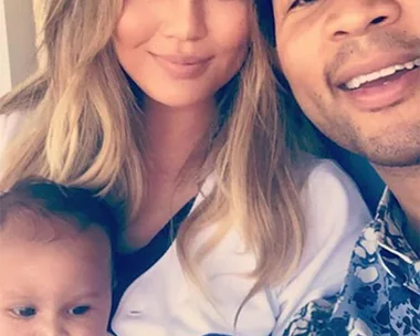 Chrissy Teigen and John Legend with Luna.