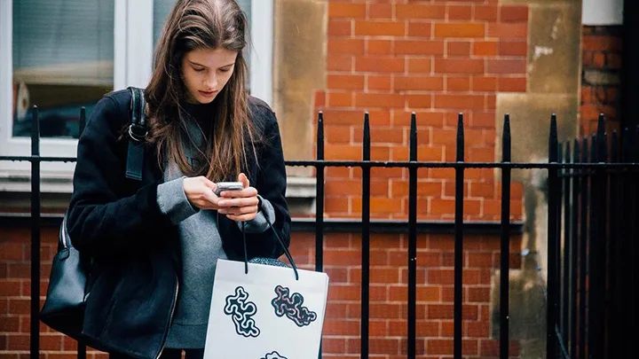 Model With Phone in Paris Street Style