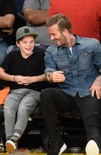 David Beckham and Cruz Beckham at Basketball