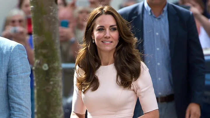 Kate Middleton Wearing Pink Lela Rose Dress in Cornwall