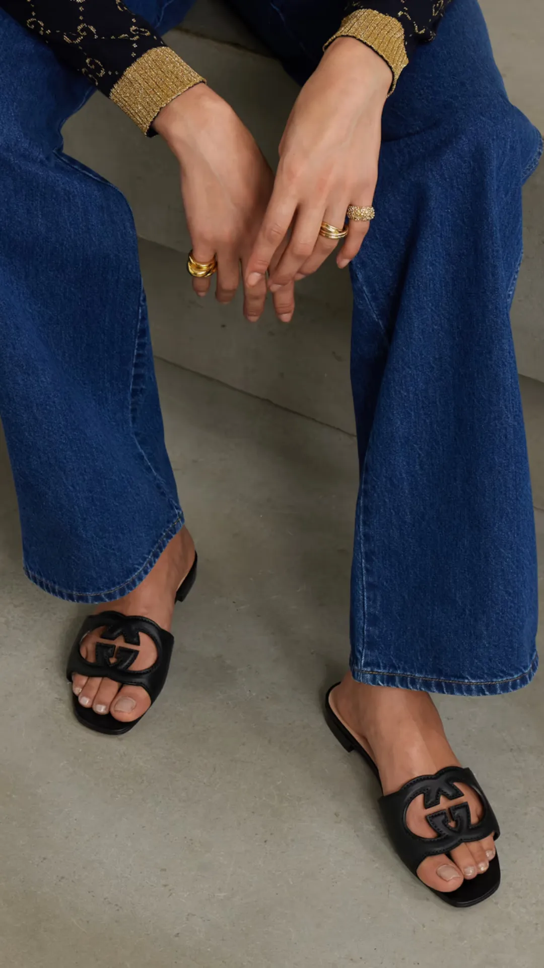 Gucci, Cut Out Leather Slides 