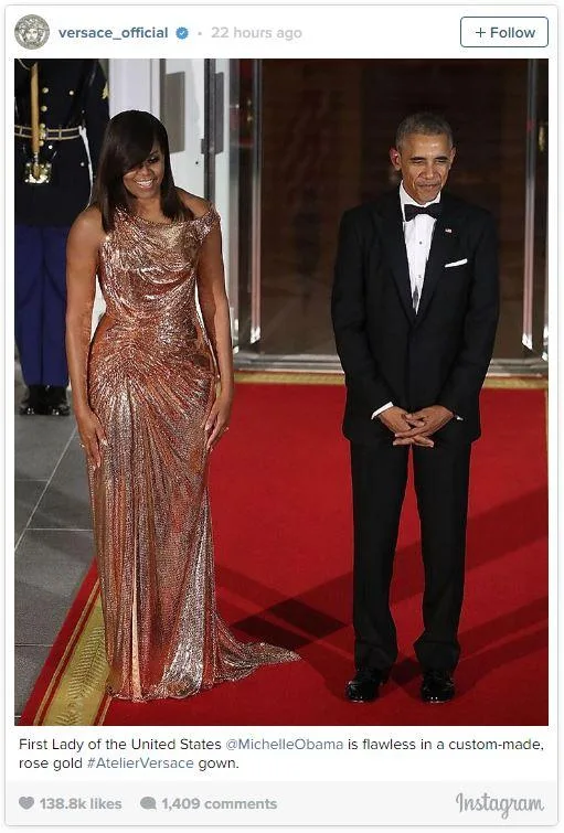 Michelle obama gold dress versace best sale