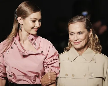 gigi hadid and lauren hutton walk the bottega veneta runway