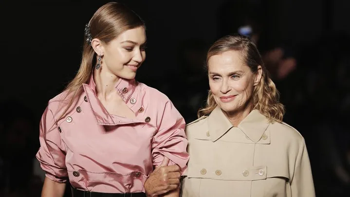 gigi hadid and lauren hutton walk the bottega veneta runway