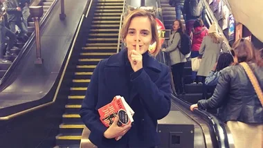 Emma Watson Hiding Books in London Tube