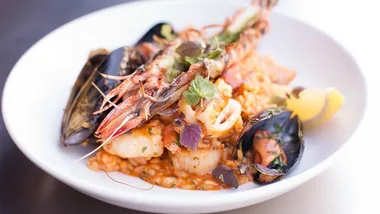 Seafood paella.