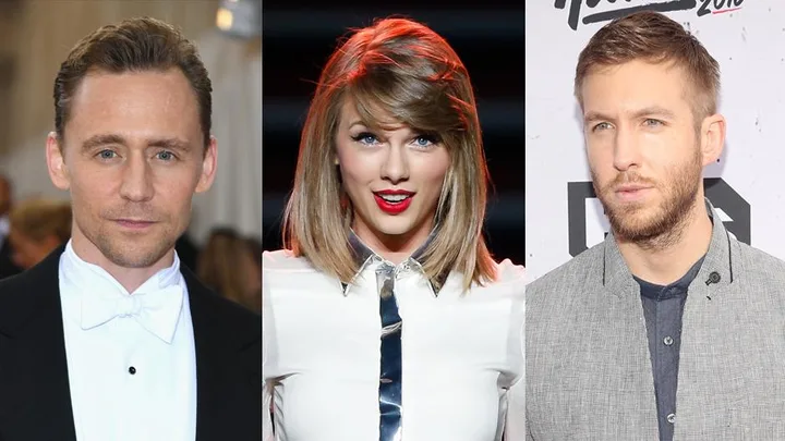 Taylor Swift, Calvin Harris and Tom Hiddleston.