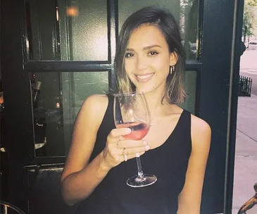 Jessica Alba drinking rose