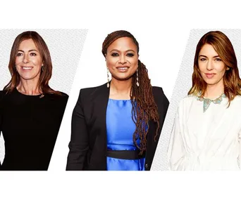 Three women directors in formal attire: one in a black dress, another in a blue dress with a black jacket, and the third in a white dress.