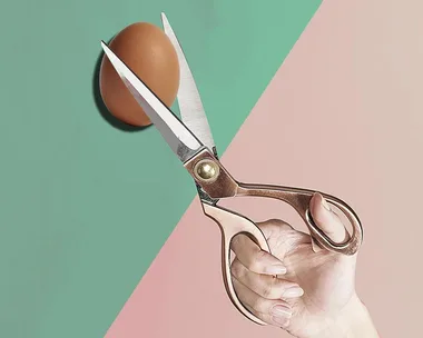 Egg with scissors. 