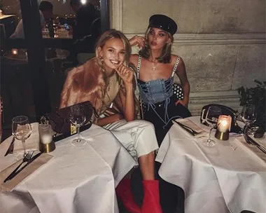 Romee Strijd and Elsa Hosk Drinking