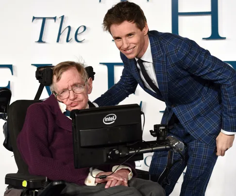 Stephen Hawking and Eddie Redmayne