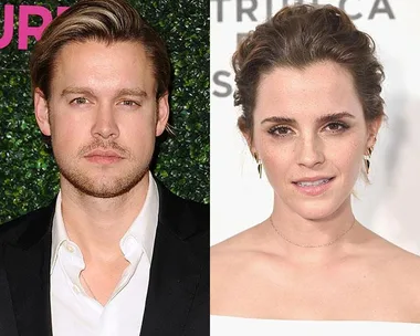 A side-by-side image of Chord Overstreet and Emma Watson at different events.