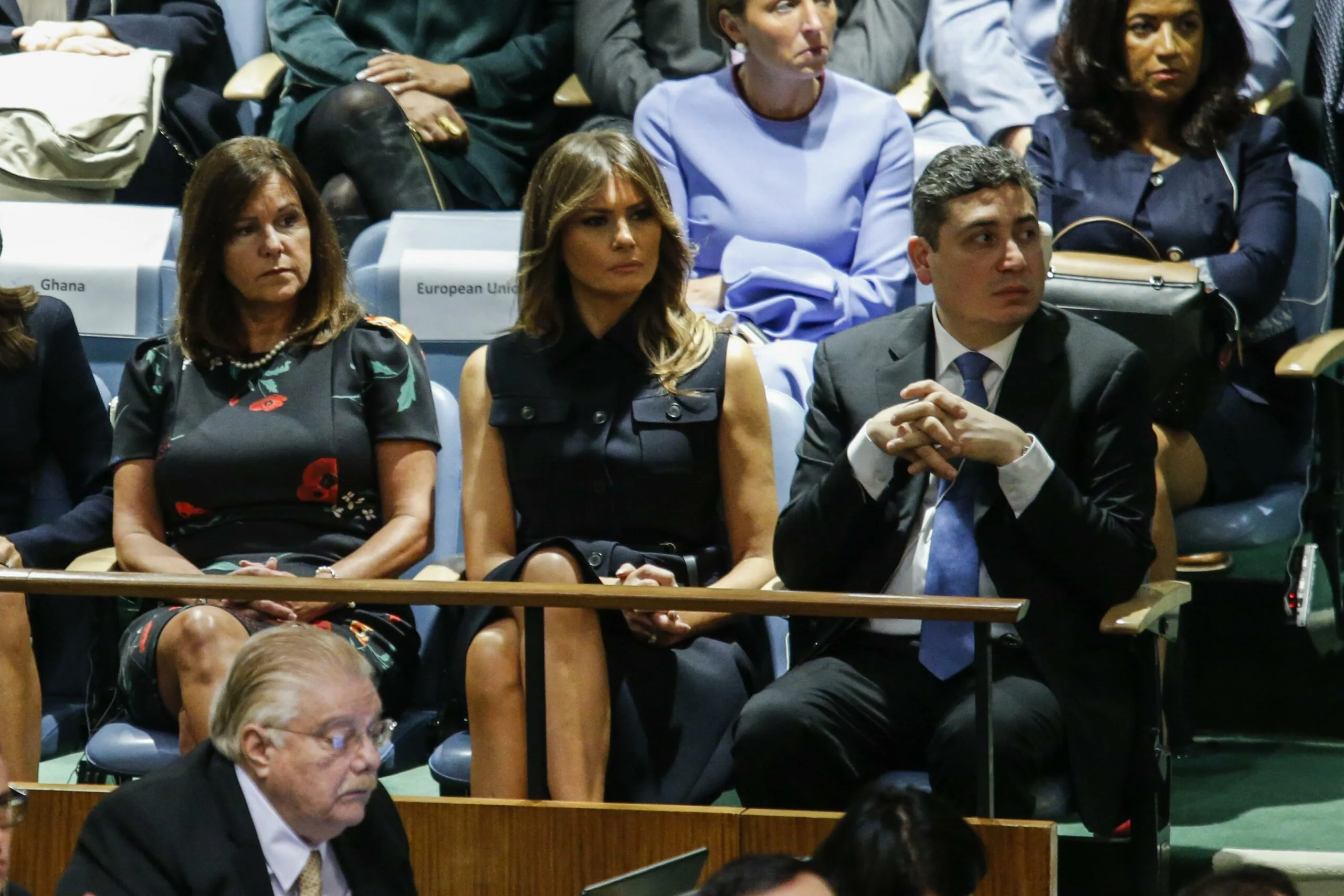 Melania Trump wearing a little black Dior dress to the United Nations