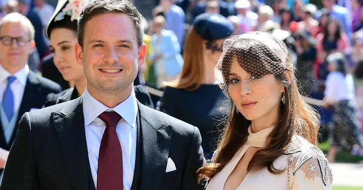 Troian Bellisario and Patrick J. Adams attend the royal wedding.