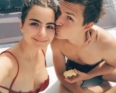 Violetta Komyshan and Ansel Elgort. 