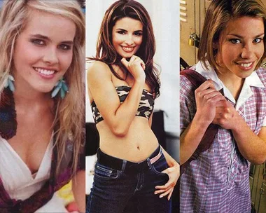 Three Australian actresses from the 90s-2000s in various roles and styles, showcasing fashion and hairstyles of the era.