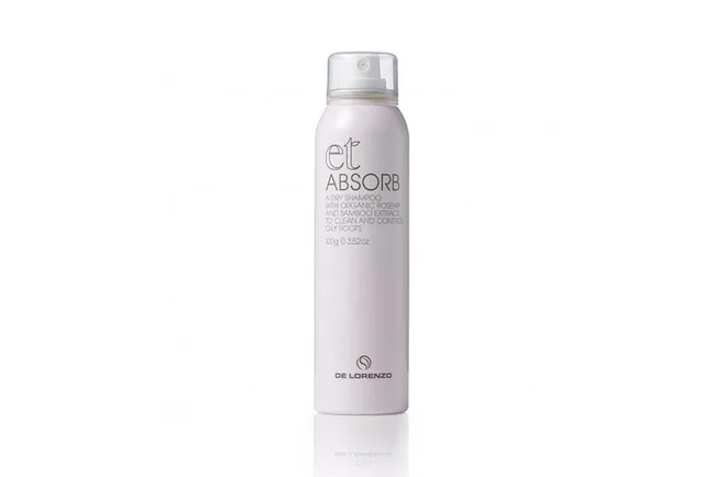 De Lorenzo Et Absorb dry shampoo can with a white label, 100g size placed against a white background.