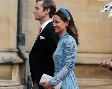 Pippa Middleton and husband attend Lady Gabriella Windsor's wedding. 