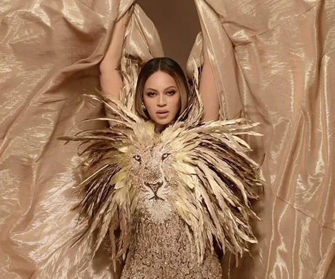 Beyoncé in a lion outfit for The Lion King.