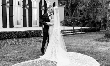 Hailey Baldwin in her wedding dress.