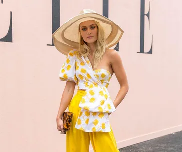 Elyse Knowles at the ELLE marquee at the Melbourne Cup 2018.