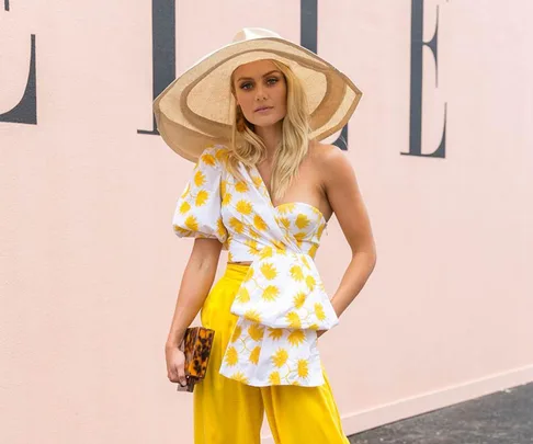 Elyse Knowles at the ELLE marquee at the Melbourne Cup 2018.