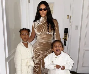 Kim Kardashian and North West.