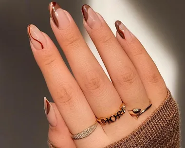 Chocolate whip manicure nail art trend 2021.