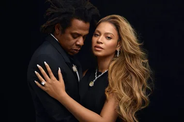 Beyoncé and Jay-Z pose elegantly in black attire for Tiffany & Co.'s "About Love" campaign.