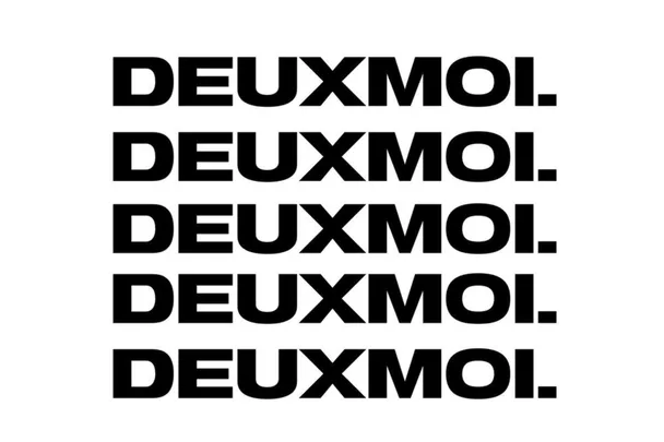 Text logo repeating "DEUXMOI." four times in bold, black font on a white background.