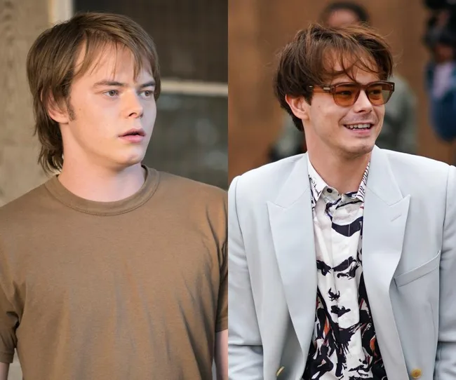 Two side-by-side photos of the same man; left casual in a t-shirt, right dressed up with glasses and a patterned shirt.