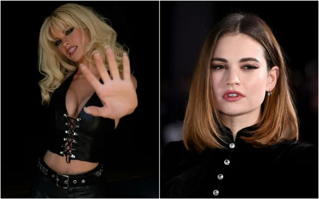 Two women side by side; one with blond hair in a black outfit and the other with brown hair in a dark top.