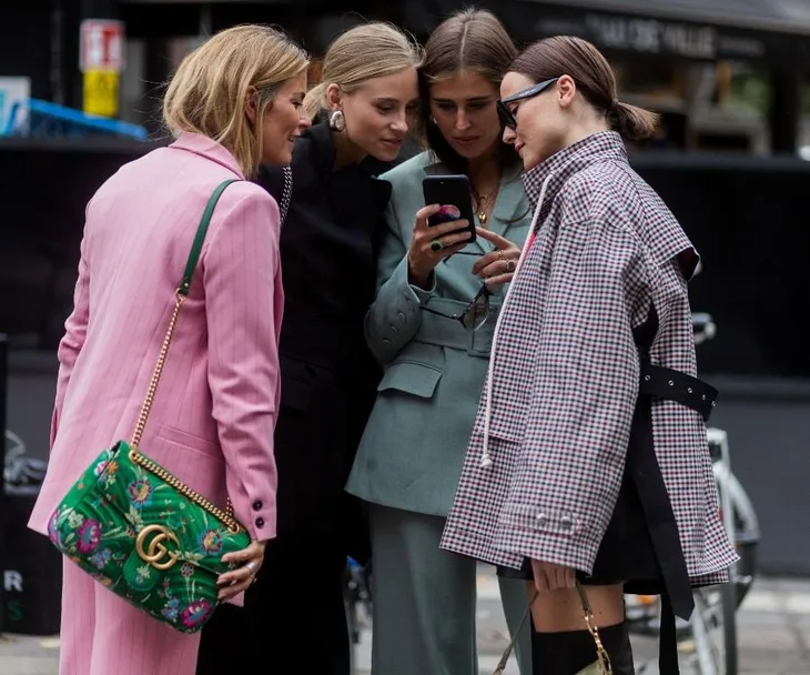 Women shopping on a mobile phone.