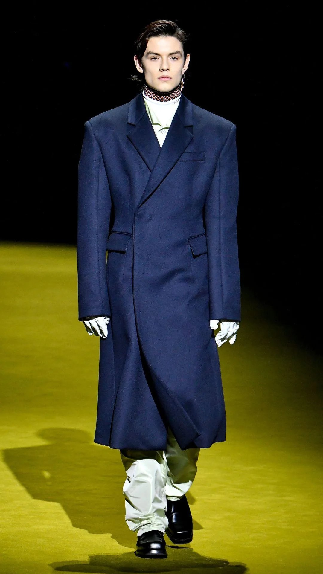 louis partridge walks the runway for Prada