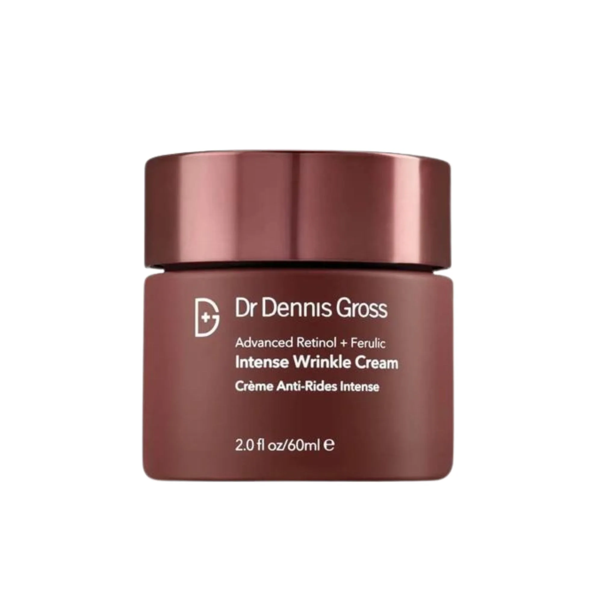 The Dr Dennis Gross Advanced Retinol + Ferulic Intense Wrinkle Cream comes in a brown 60ml jar with a twist top. The cream combines retinol with ferulic acid and a host of antioxidants, oils and butters to provide powerful anti-ageing with a protective and hydrating formula.