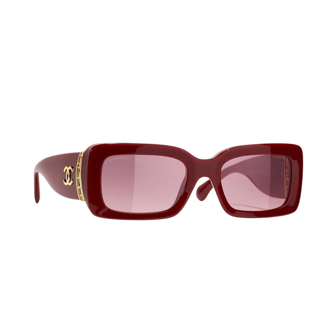 Chanel Rectangle Bordeaux Pink Gradient Grey Lens 