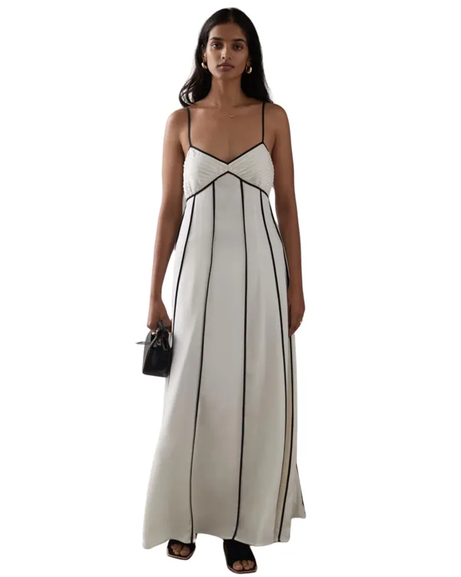 christmas day outfit 2024 maxi dress black and white