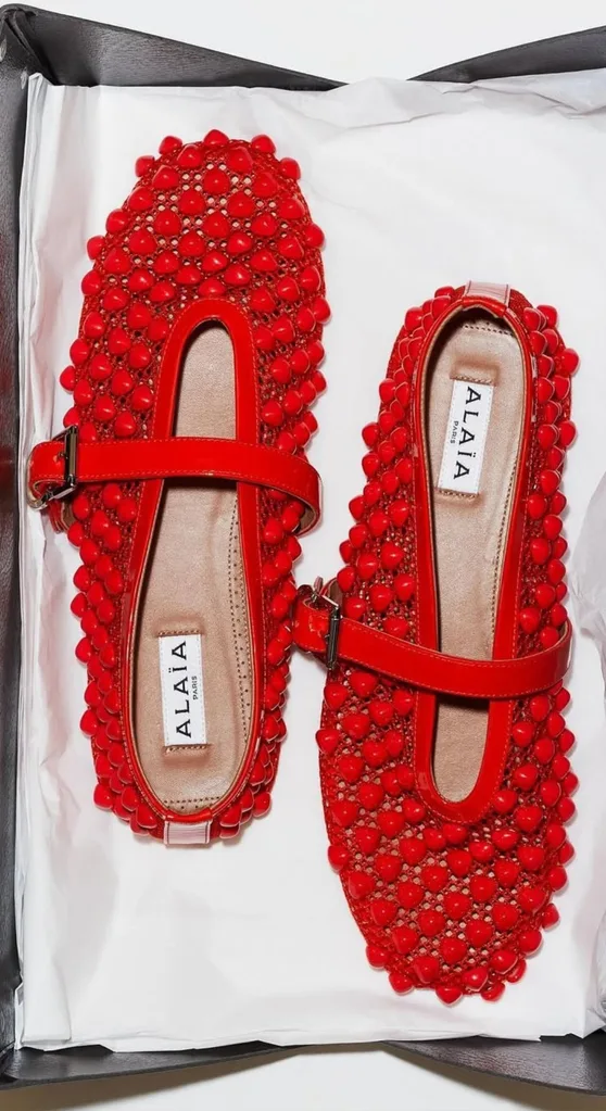 Red Alaia ballet flats