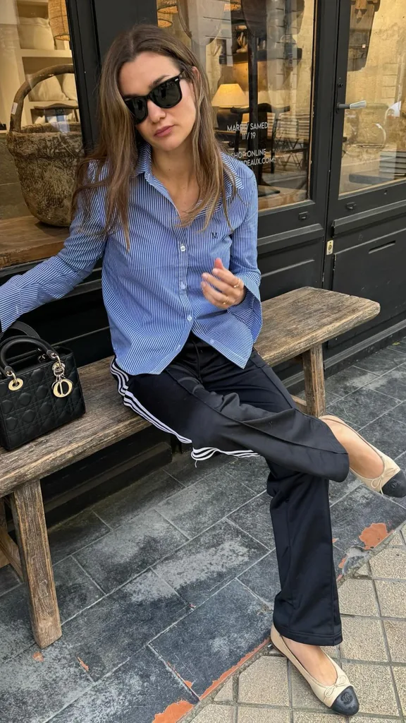 adidas-tracksuit-pants-chanel-ballet-flats