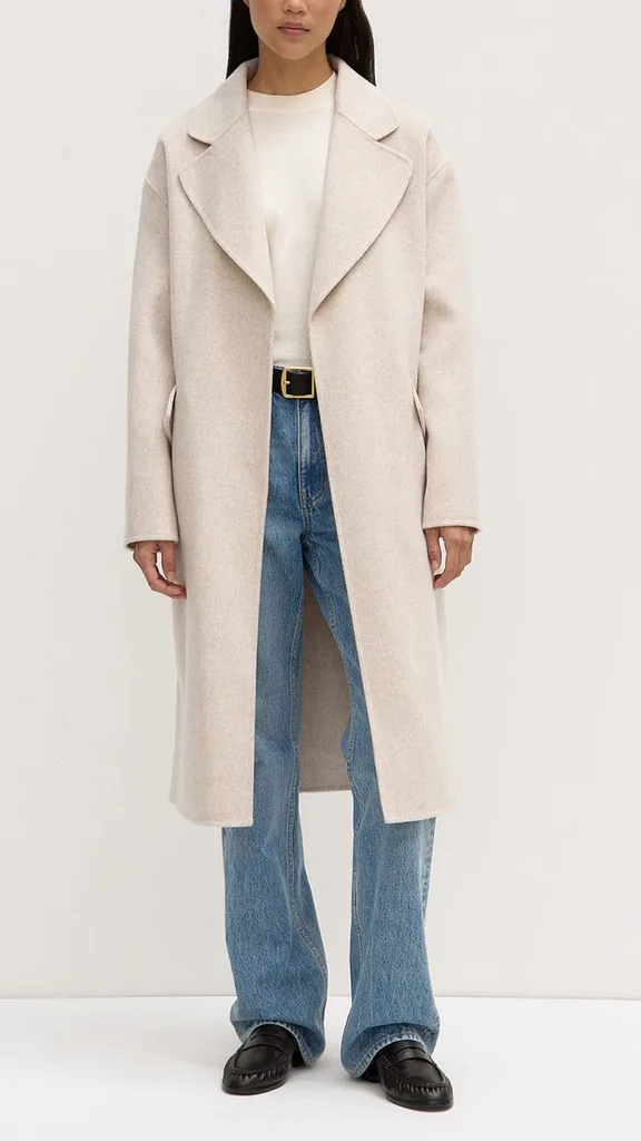 Assembly Label Sadie Single Breasted Wool Coat in Oat Marle