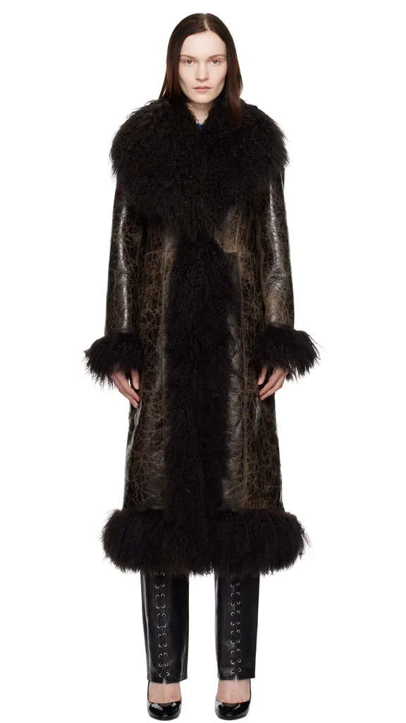 Saks Potts brown bonna shearling coat