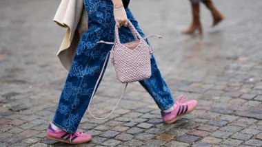 Close-up detail view of a bag, outside Rolf Ekroth, during the Copenhagen Fashion Week AW24 on January 30, 2024 in Copenhagen, Denmark.