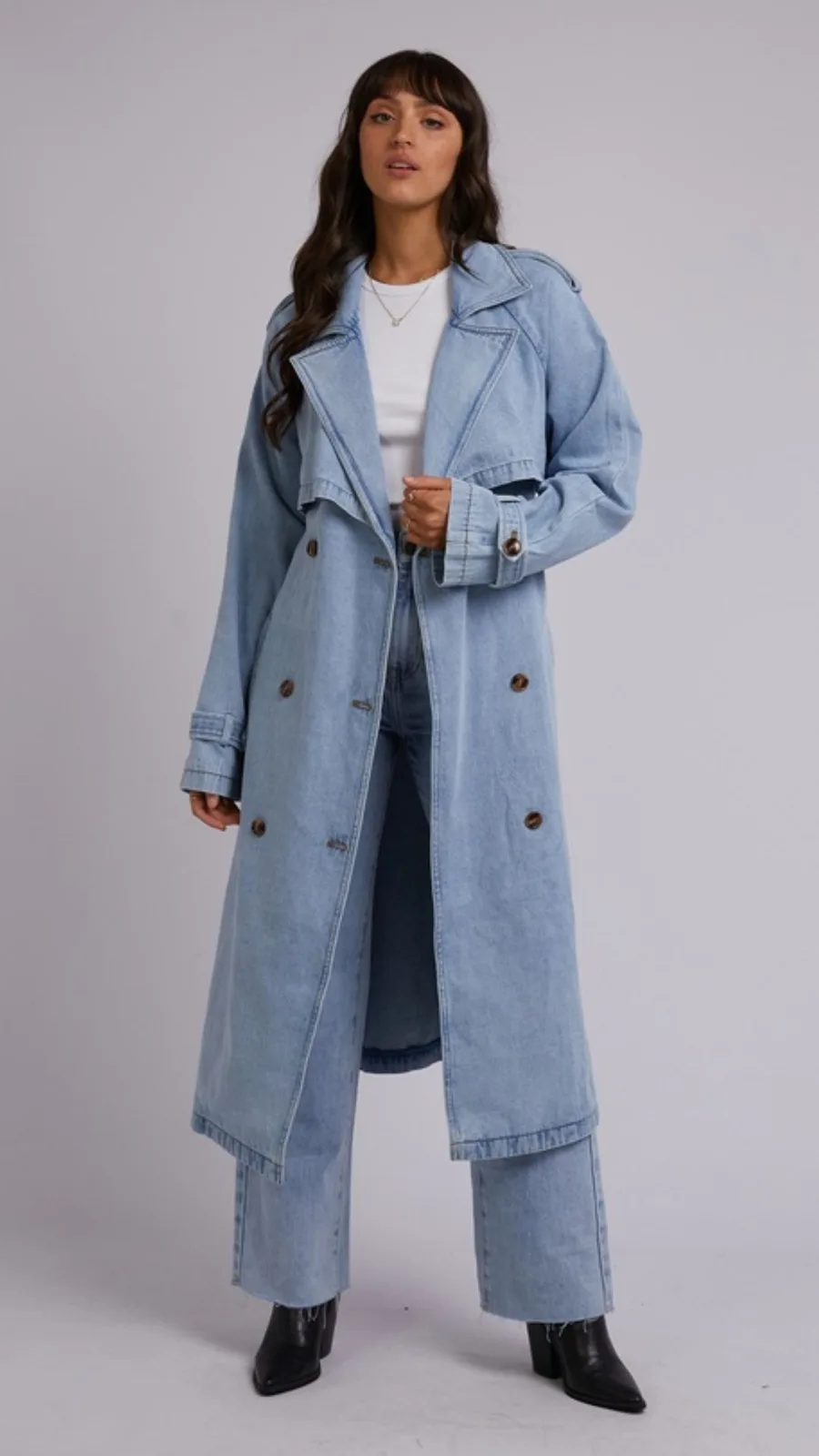 Luxury Soft Denim Trench Coat